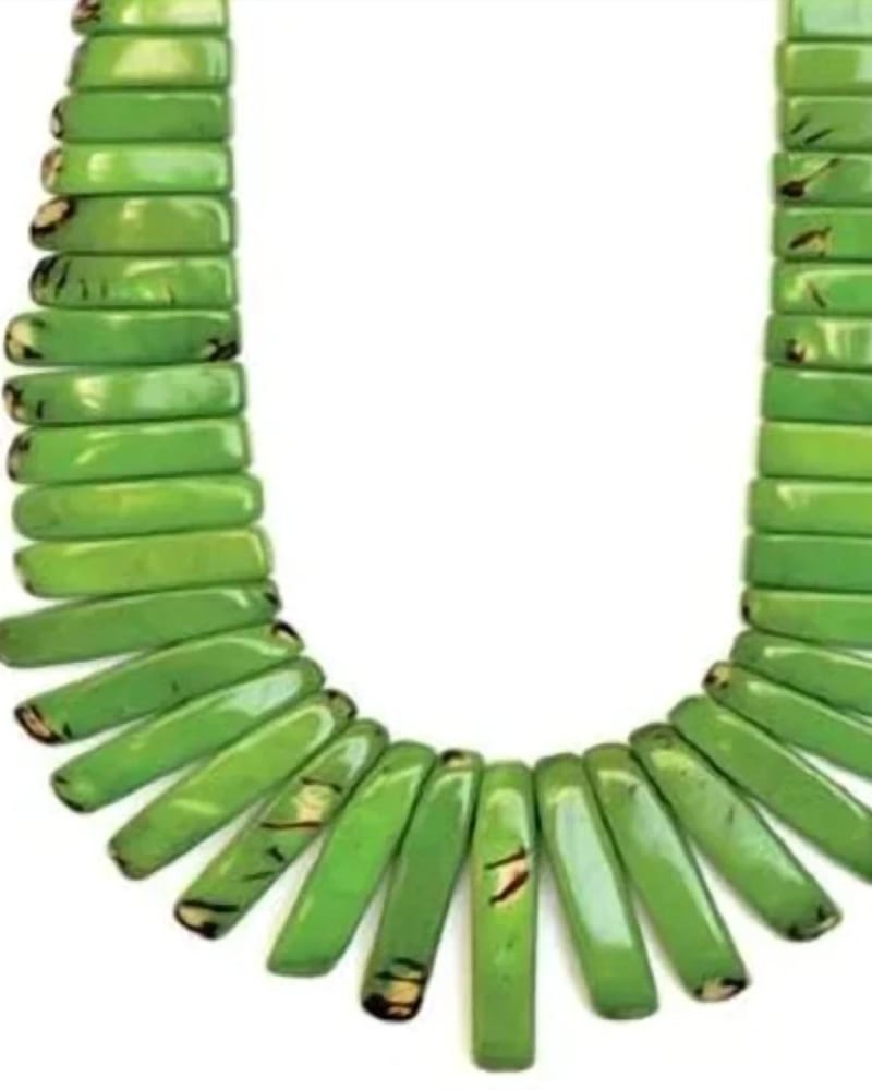 Front of a size O/S Amazon Necklace in Lime in Lime by Tagua Jewelry. | dia_product_style_image_id:328938